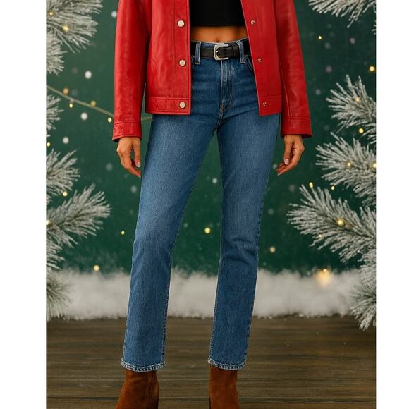 AGOLDE SZ 25 Merrel Mid Rise Straight Jean Color: Cinema Blue/Medium Indigo - Picture 1 of 6